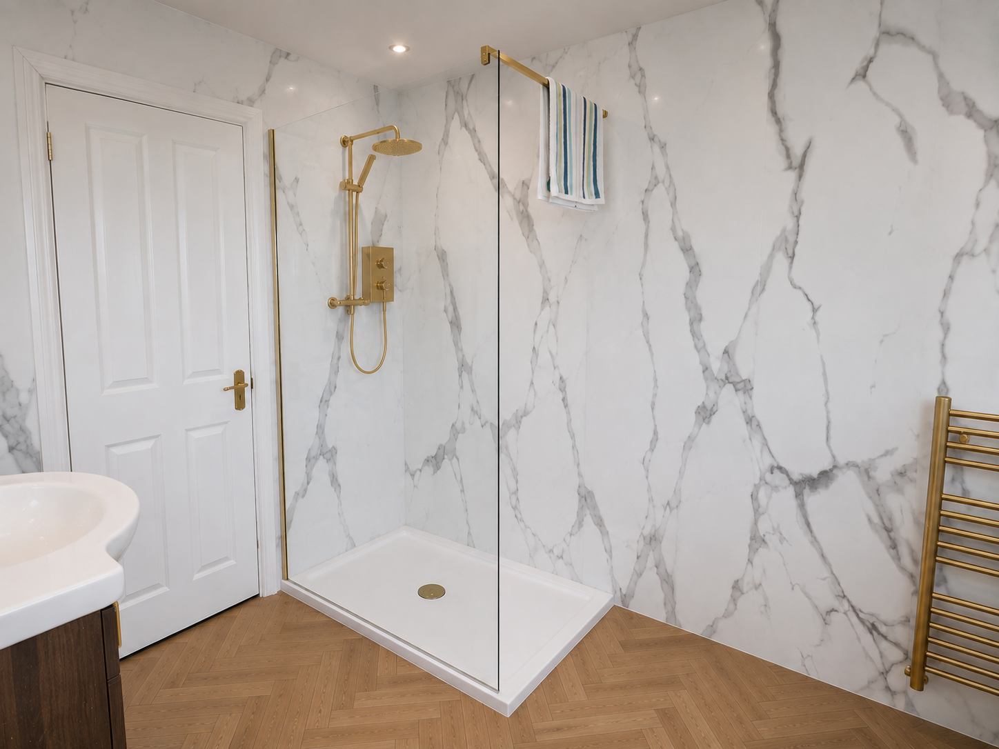 Rapid Stone™ Marble Effect Bathroom Wall Panel – Carrera Waterproof Shower Panel