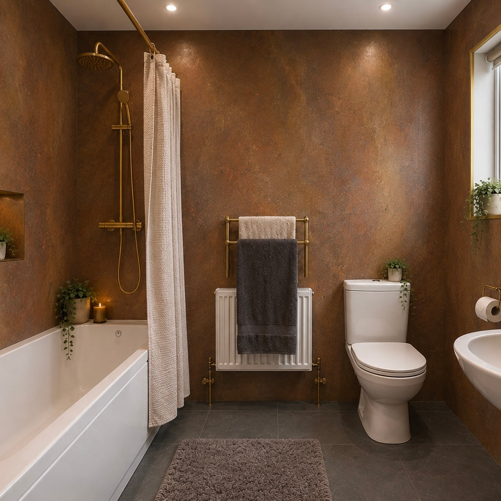 Rapid Stone™ Stone Effect Bathroom Wall Panel – Copper Waterproof Shower Panel