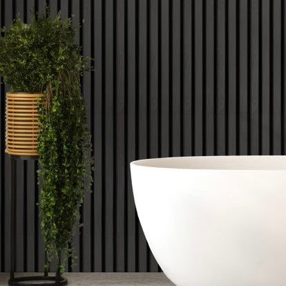 Dry-Slat™ Waterproof Black Acoustic Slat Panels – Bathroom & Kitchen Wall Panels