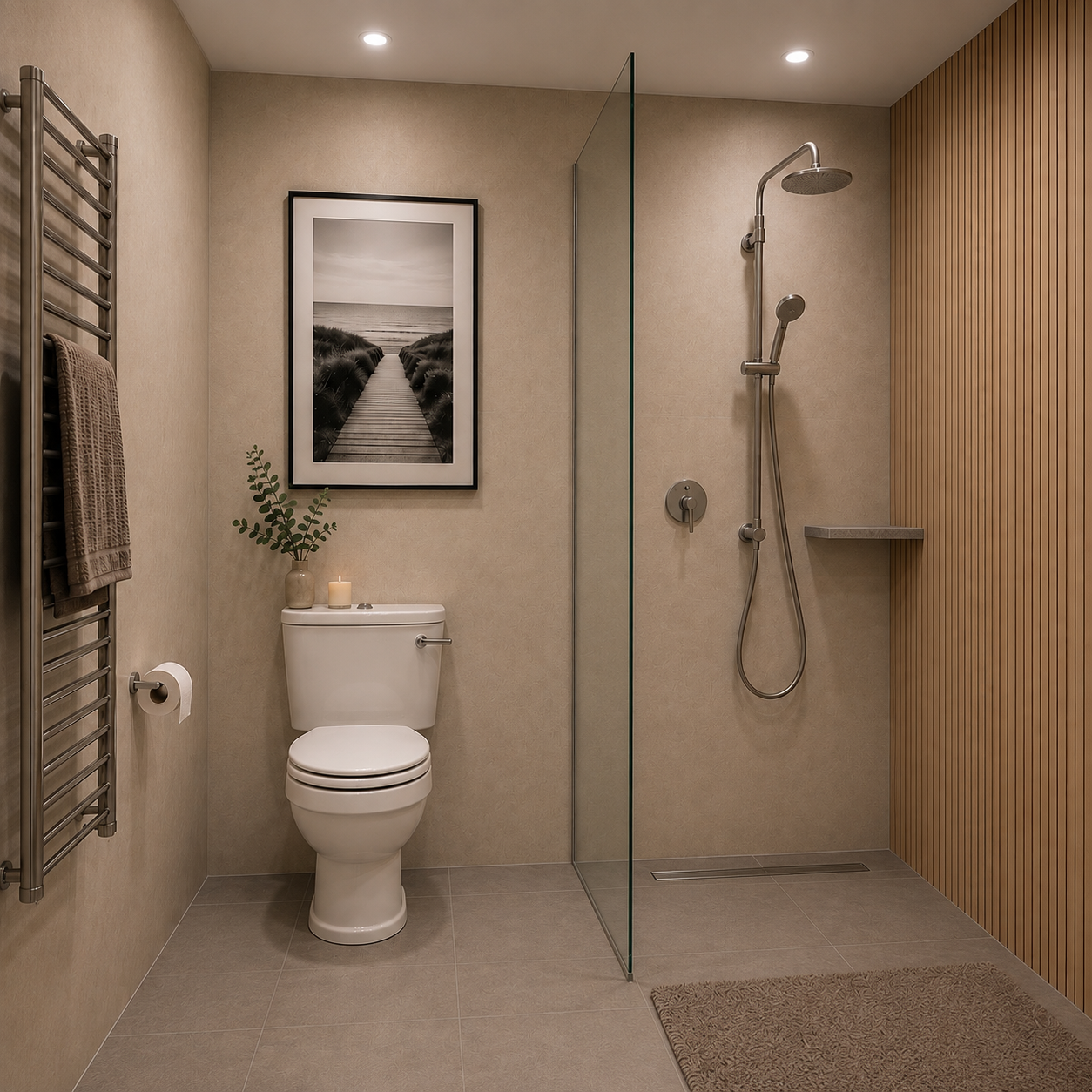 Rapid Stone™ Stone Effect Bathroom Wall Panel – Beige Waterproof Shower Panel