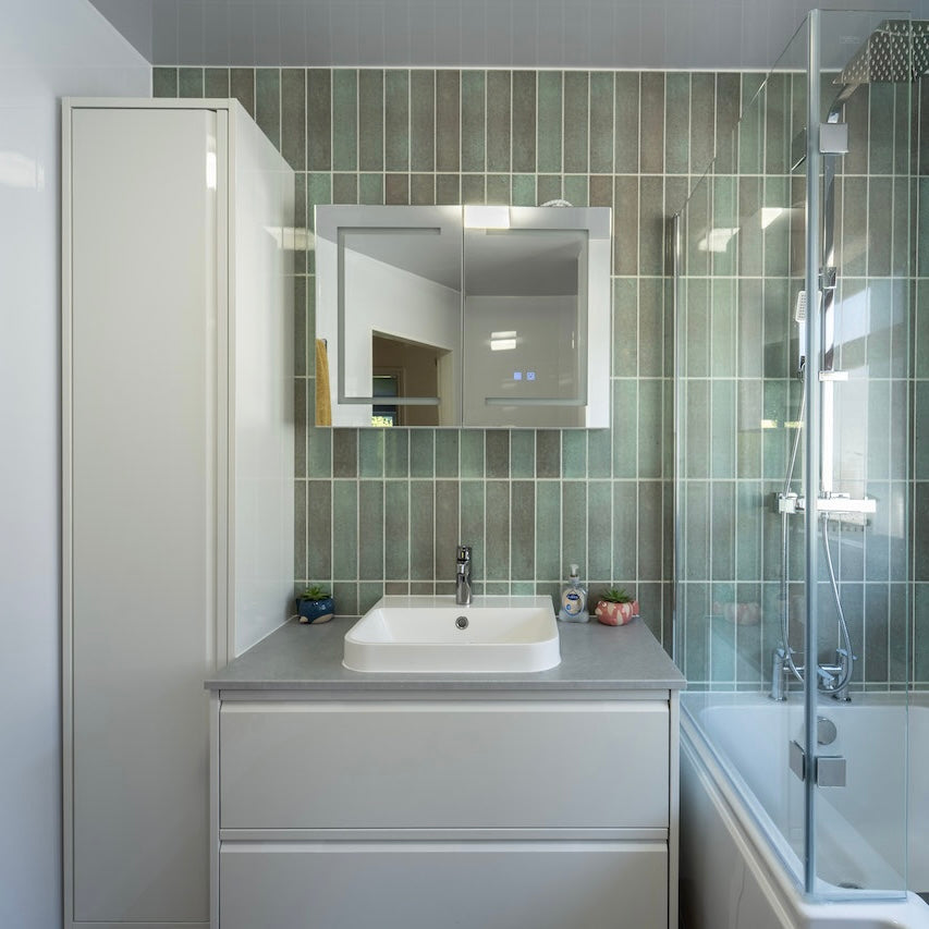 Sage Green Tile Effect Wall Panels | Rapid Tile™ Waterproof Bathroom Panels UK & Ireland