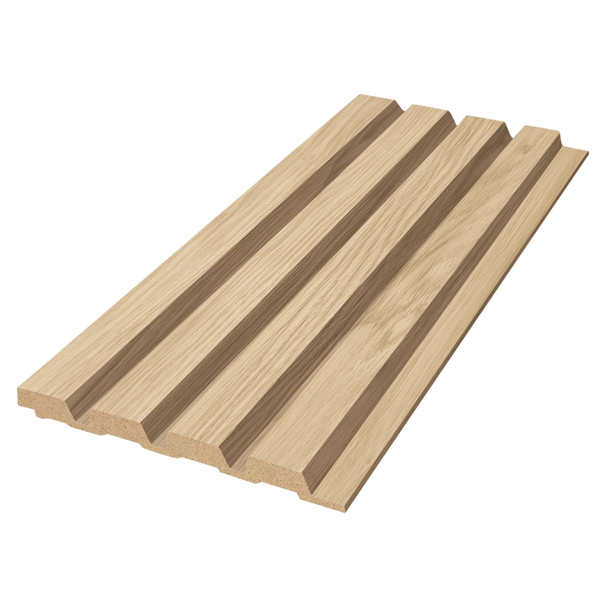 Oak Dry-Slat panel showing the slat profile and tongue and groove edge