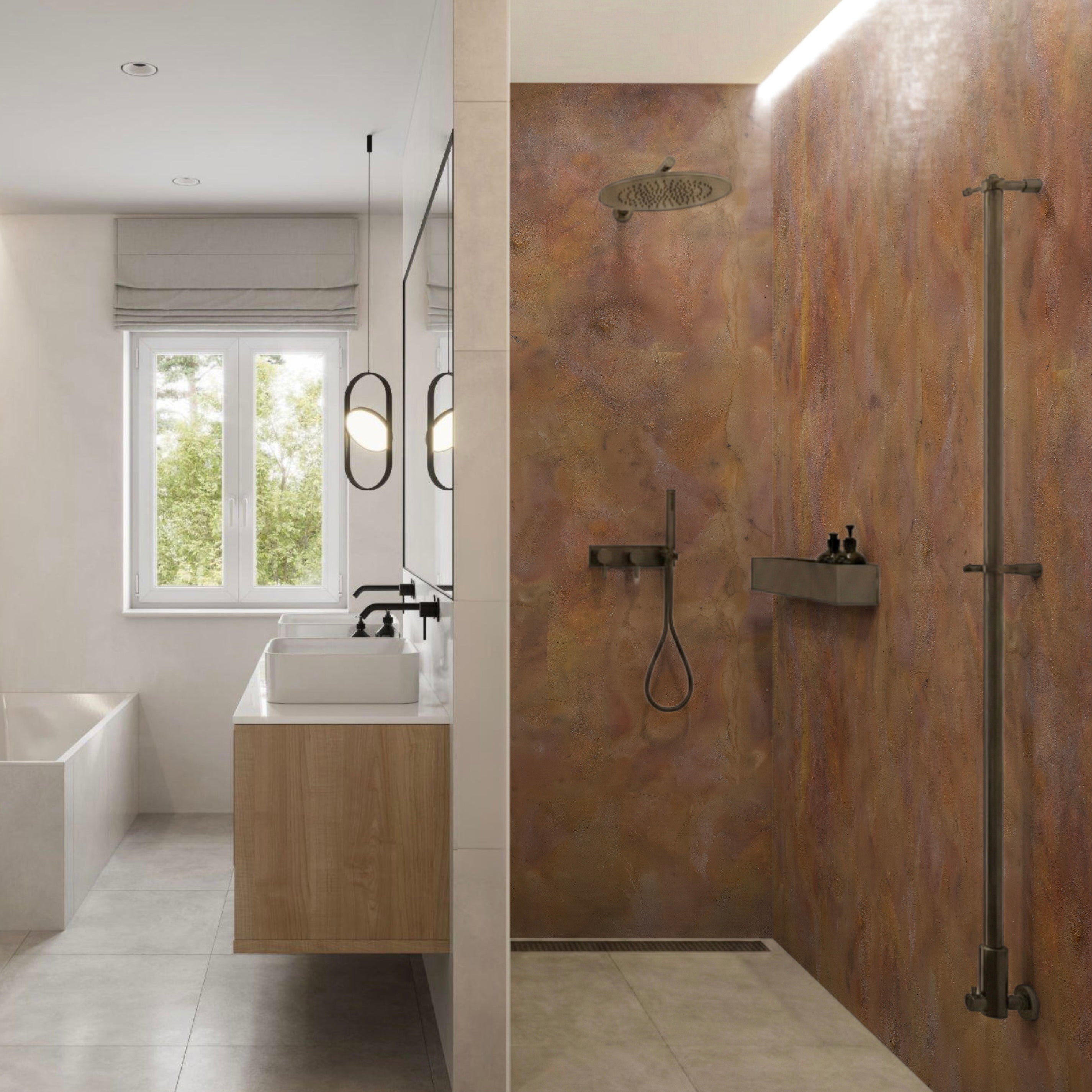 Rapid Stone™ Stone Effect Bathroom Wall Panel – Copper Waterproof Shower Panel