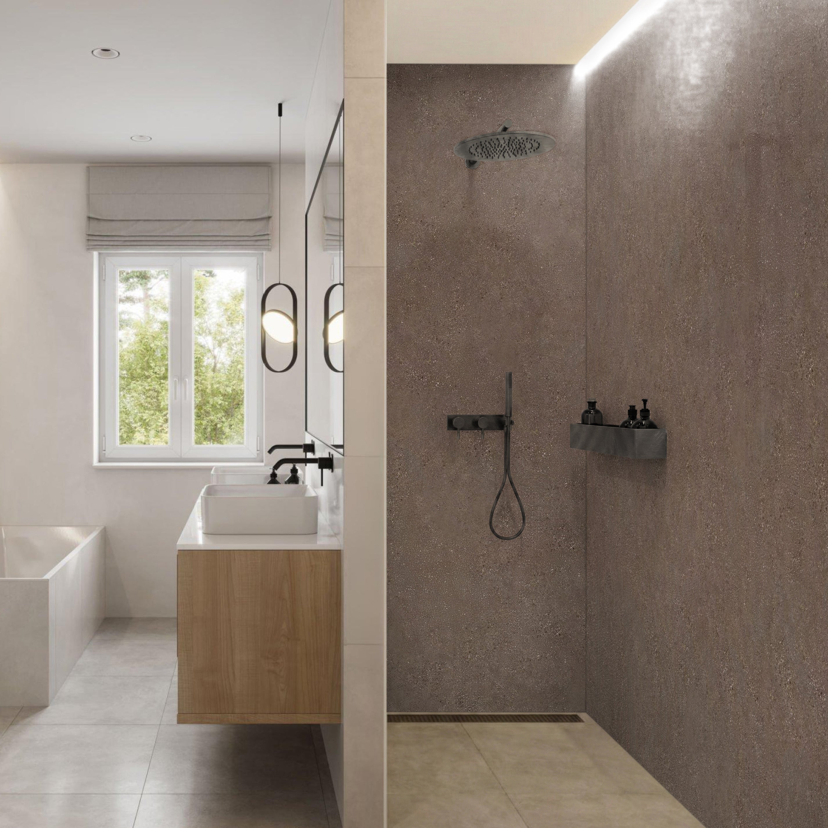 Rapid Stone™ Stone Effect Bathroom Wall Panel – Pewter Waterproof Shower Panel