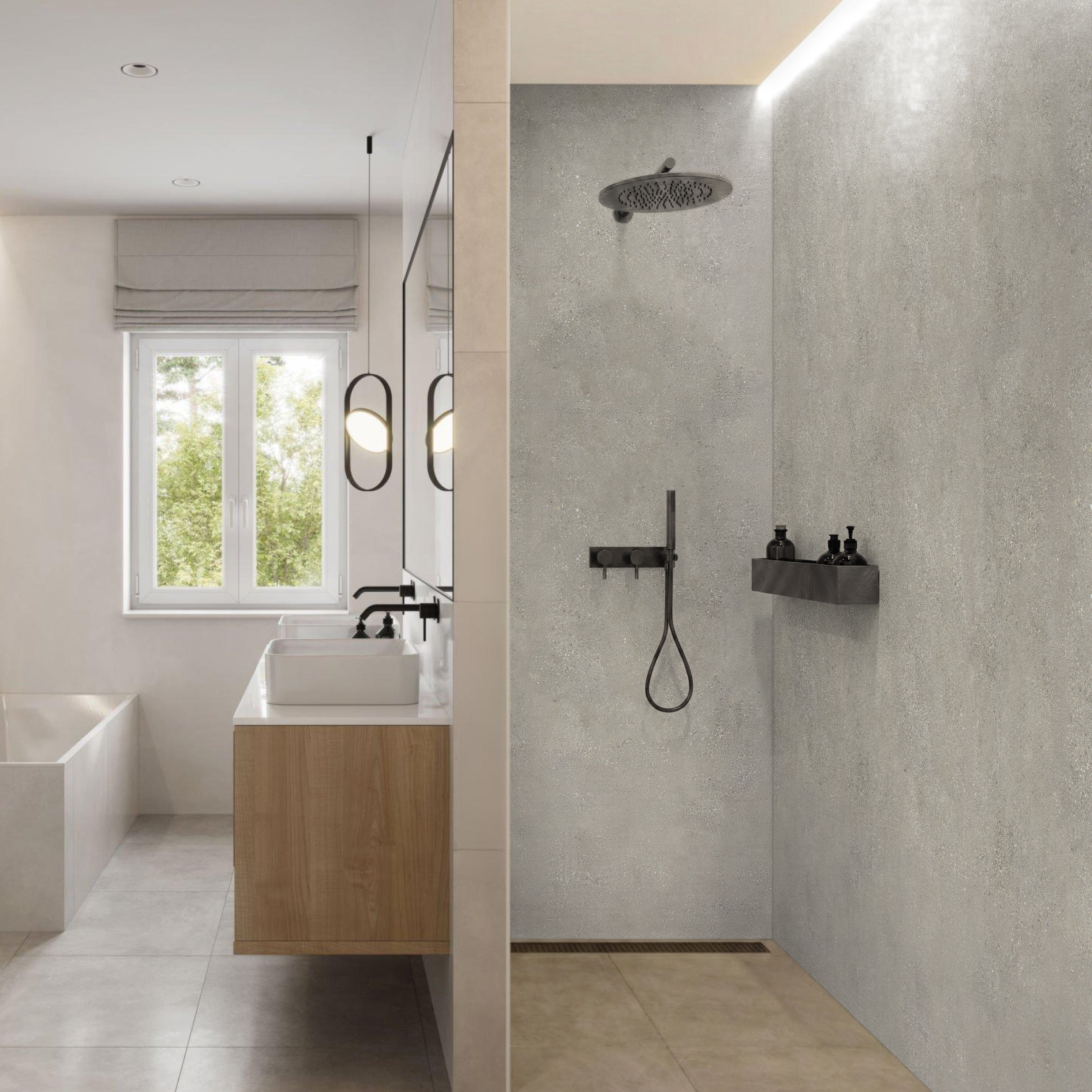Rapid Stone™ Concrete Effect Bathroom Wall Panel – Waterproof Shower Panel
