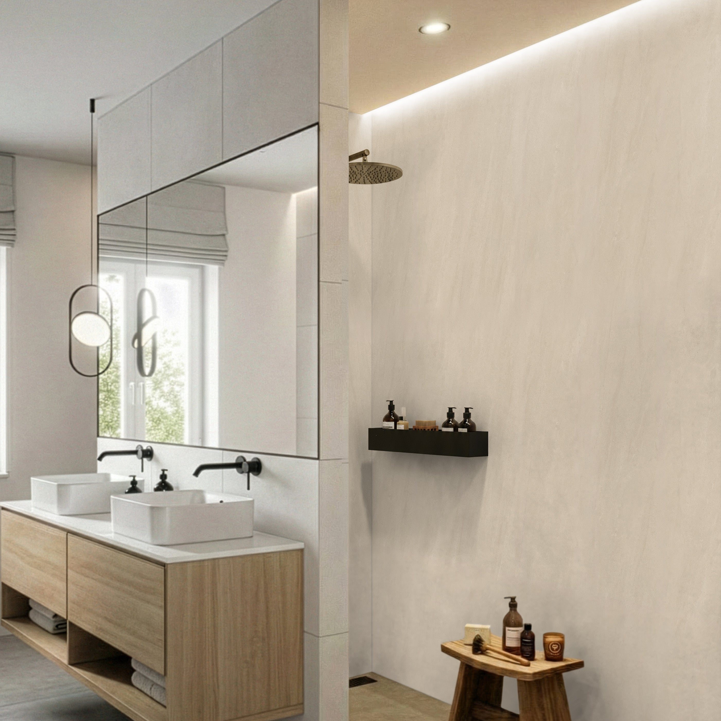 Rapid Stone™ Stone Effect Bathroom Wall Panel – Beige Waterproof Shower Panel