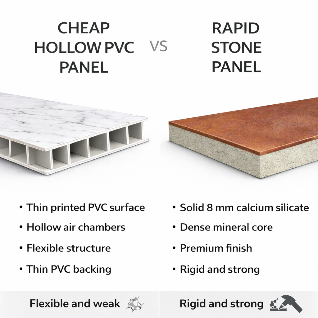 Rapid Stone™ Stone Effect Bathroom Wall Panel – Pewter Waterproof Shower Panel