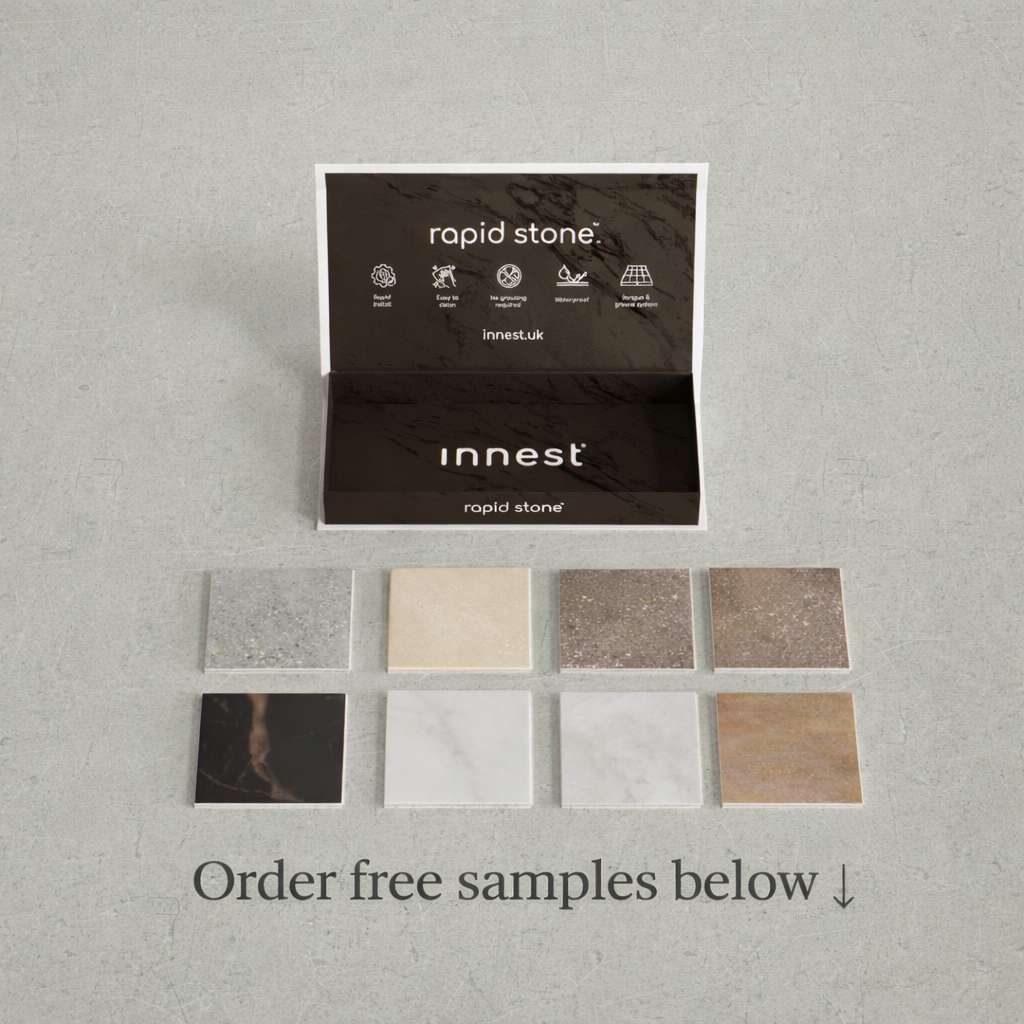 Rapid Stone™ Stone Effect Bathroom Wall Panel – Pewter Waterproof Shower Panel