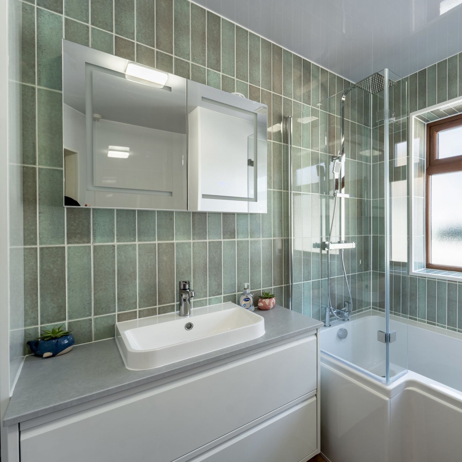 Sage Green Tile Effect Wall Panels | Rapid Tile™ Waterproof Bathroom Panels UK & Ireland