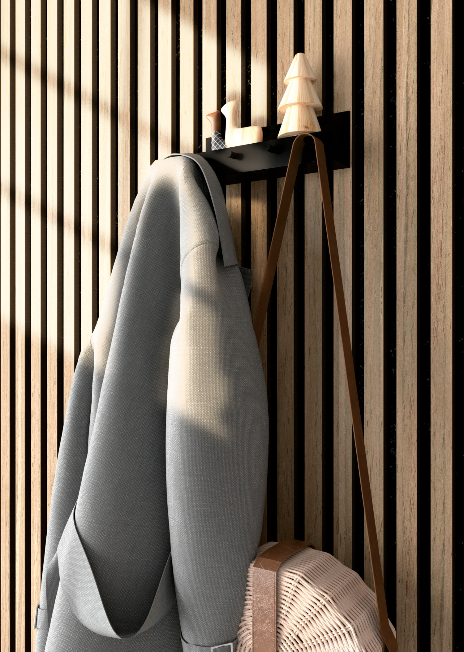 Matt Black Acoustic Slat Panel Shelf | Peg Shelf for Wall Panels UK & Ireland