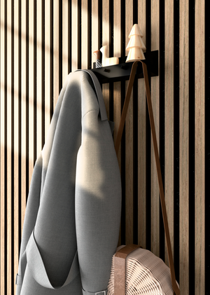 Matt Black Acoustic Slat Panel Shelf | Peg Shelf for Wall Panels UK & Ireland