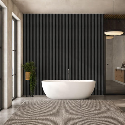 Dry-Slat™ Waterproof Black Acoustic Slat Panels – Bathroom & Kitchen Wall Panels