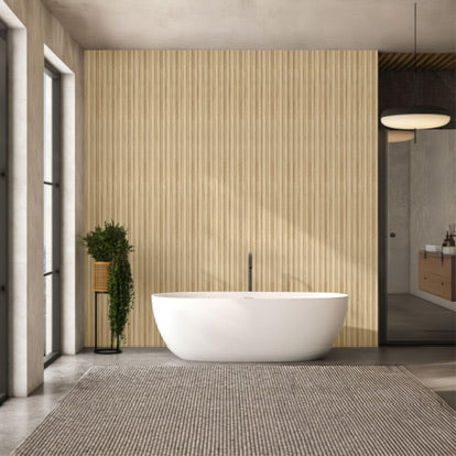 Dry-Slat™ Waterproof Oak Slat Wall Panels – Bathroom & Kitchen Wall Cladding
