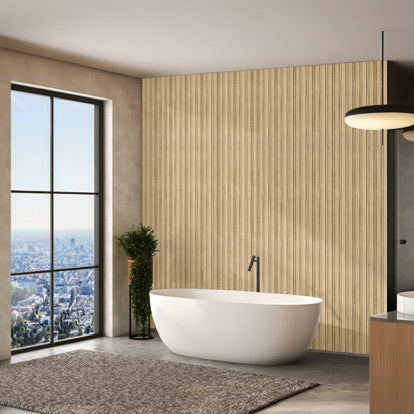 Dry-Slat™ Waterproof Oak Slat Wall Panels – Bathroom & Kitchen Wall Cladding