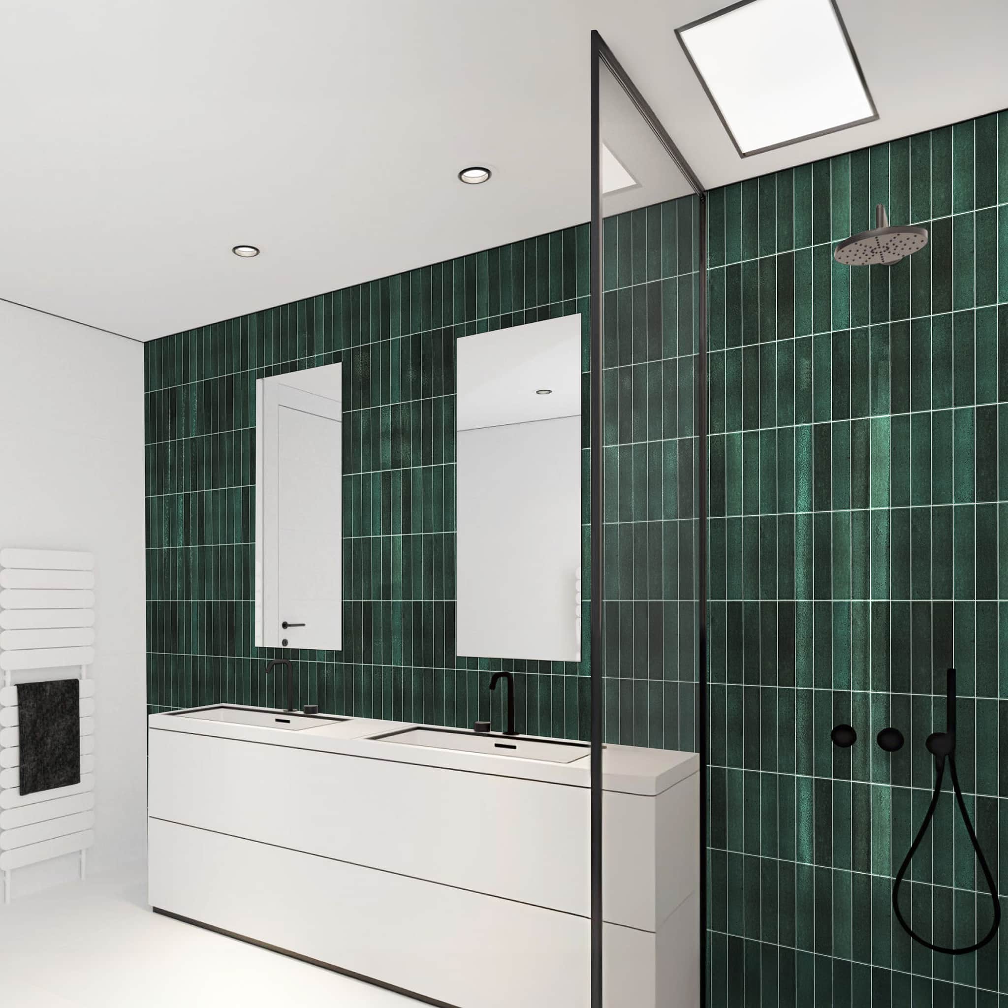 Bottle Green Tile Effect Wall Panels | Rapid Tile™ Waterproof Bathroom Panels UK & Ireland