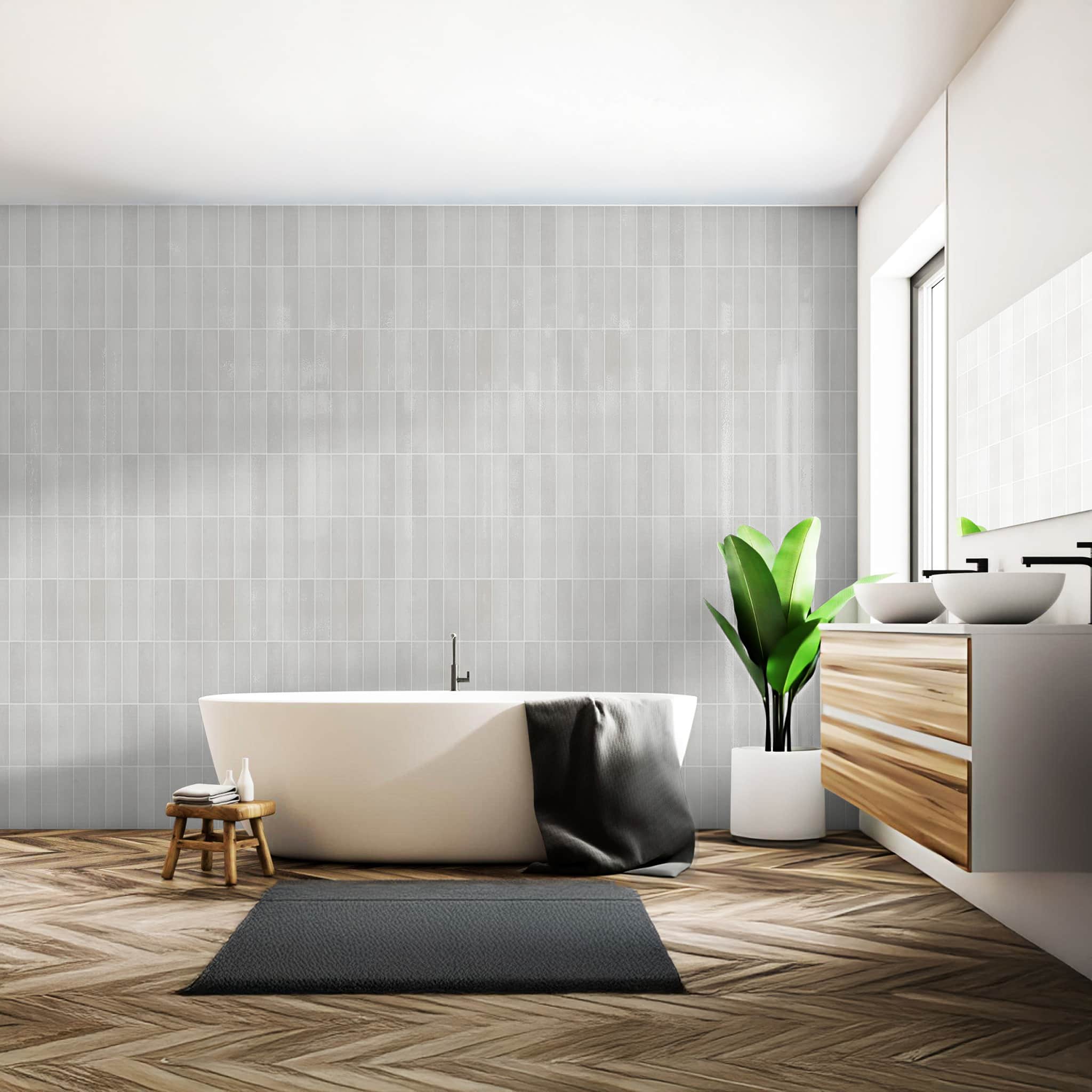 Rapid Tile™ Tile Effect Bathroom Wall Panel – Ivory White - Waterproof Shower Panel