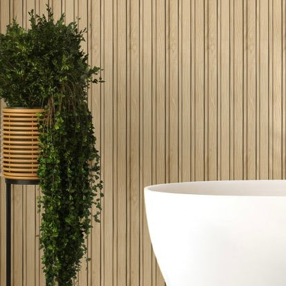 Dry-Slat™ Waterproof Oak Slat Wall Panels – Bathroom & Kitchen Wall Cladding